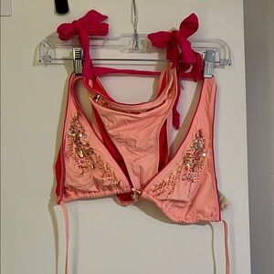 Miss Me Embellished Pink Bikini Set